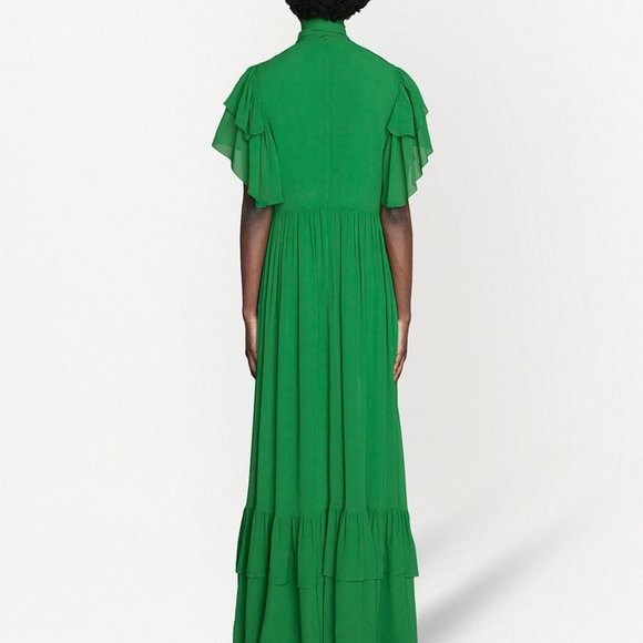 Gucci Women's Green Chiffon Organdy Maxi Dress - Picture 6 of 8